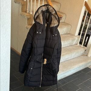 Maurices Black Puffer Jacket with Fur Trim